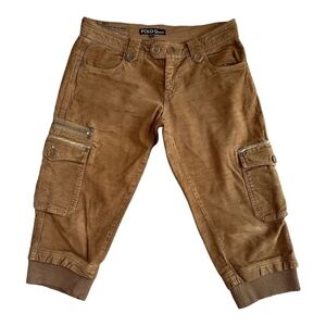 Vintage Women’s Cropped Pants POLO G Jeans Cargo Brown Corduroy Low Rise Capris
